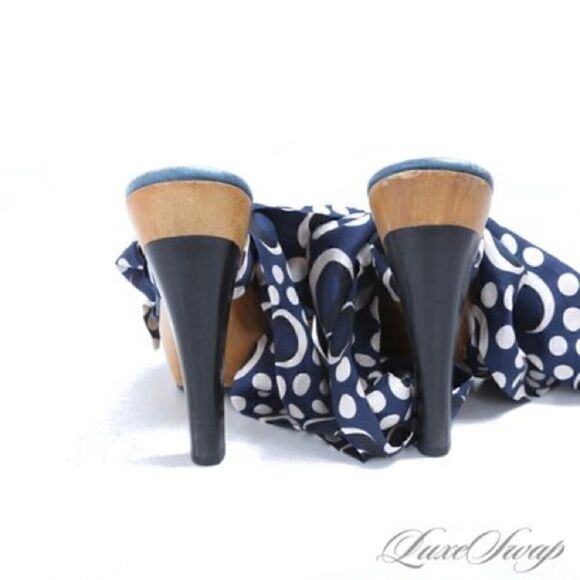 Diane von Furstenberg Eva Blue Suede Ankle Wrap Sandal. Fits size 7-7.5. - Picture 6 of 9